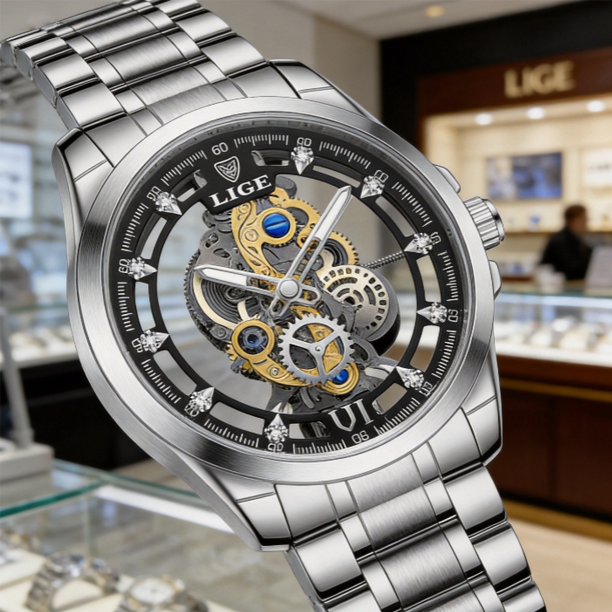 Smartwatch Vintage Watches For Men - LIGE Men Watch Skeleton Automatic Quartz