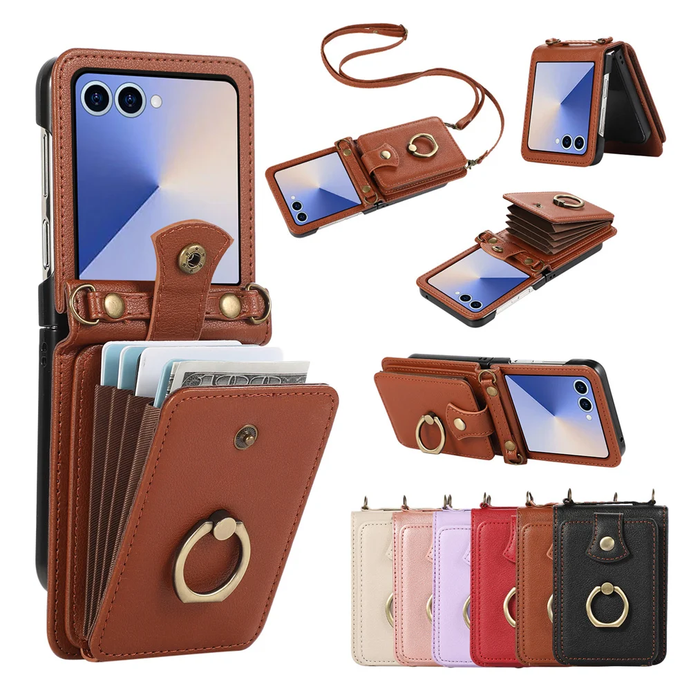 Samsung Galaxy Strap - Leather Wallet Phone Case for Samsung