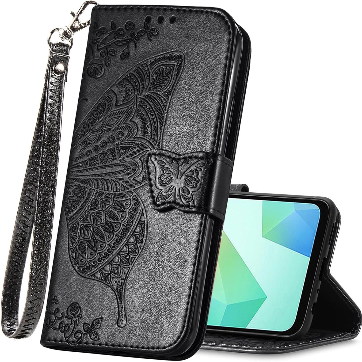 Samsung Galaxy Strap - Butterfly Texture Flip Wallet Case For