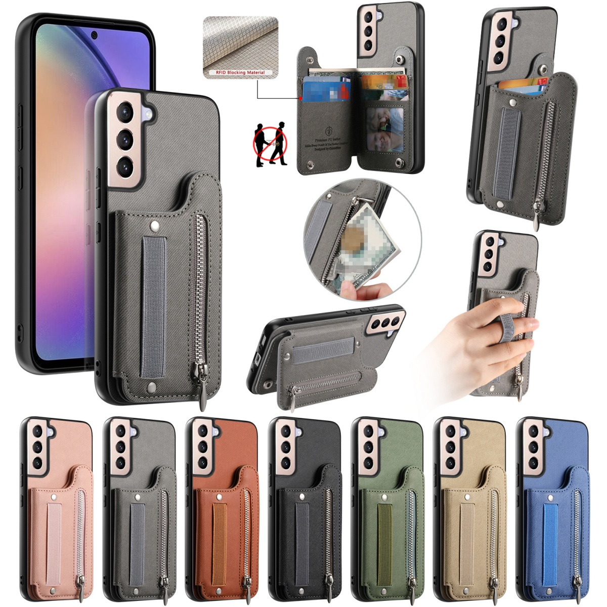 Samsung Galaxy Strap - Flip Card Bag Phone Case For