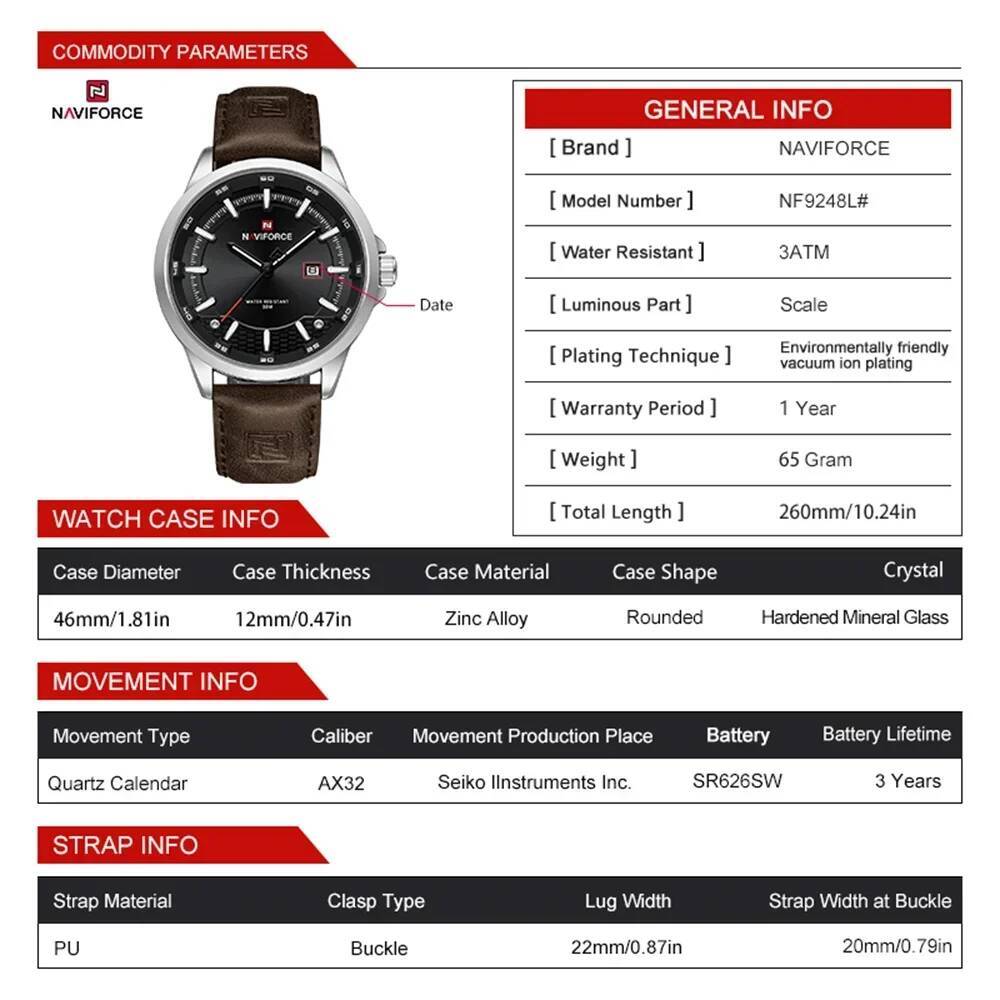 NAVIFORCE 9248L Elegant Men's  - Smartwatch Vintage Watches For Men incelemesi ve fiyatı