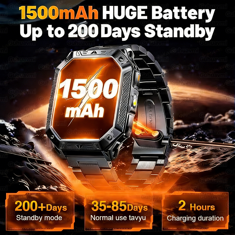 New 1500mAh Military Outdoor S - Smartwatch Square Watches For Men incelemesi ve fiyatı
