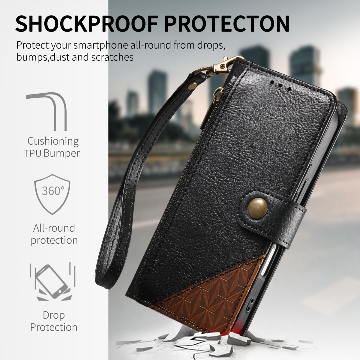 PU Leather Zipper Wrist Strap  - Samsung Galaxy Strap incelemesi ve fiyatı