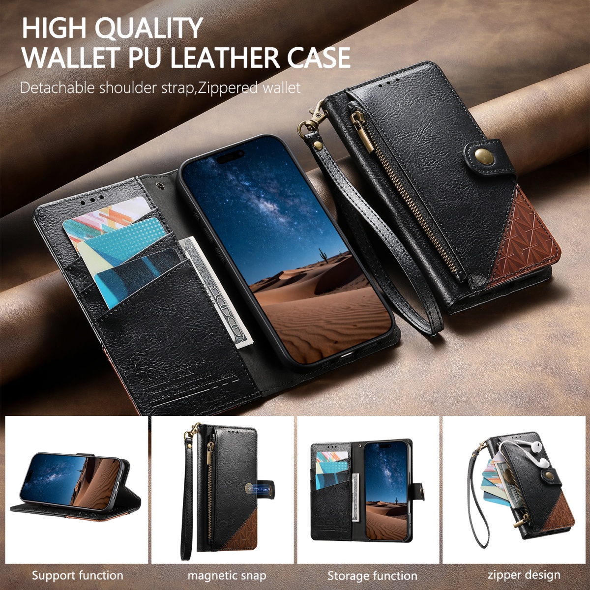 PU Leather Zipper Wrist Strap  - Samsung Galaxy Strap incelemesi ve fiyatı