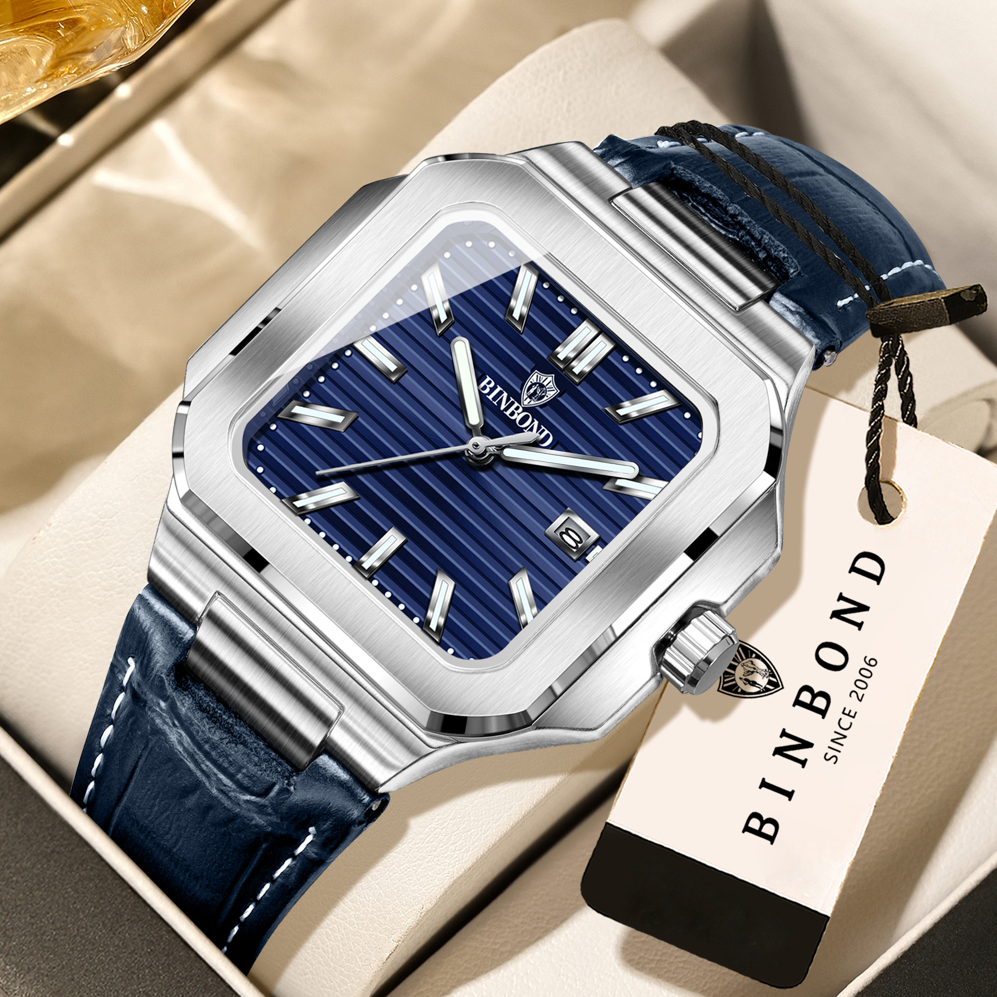 BINBOND  square quartz wristwa - Smartwatch Square Watches For Men incelemesi ve fiyatı