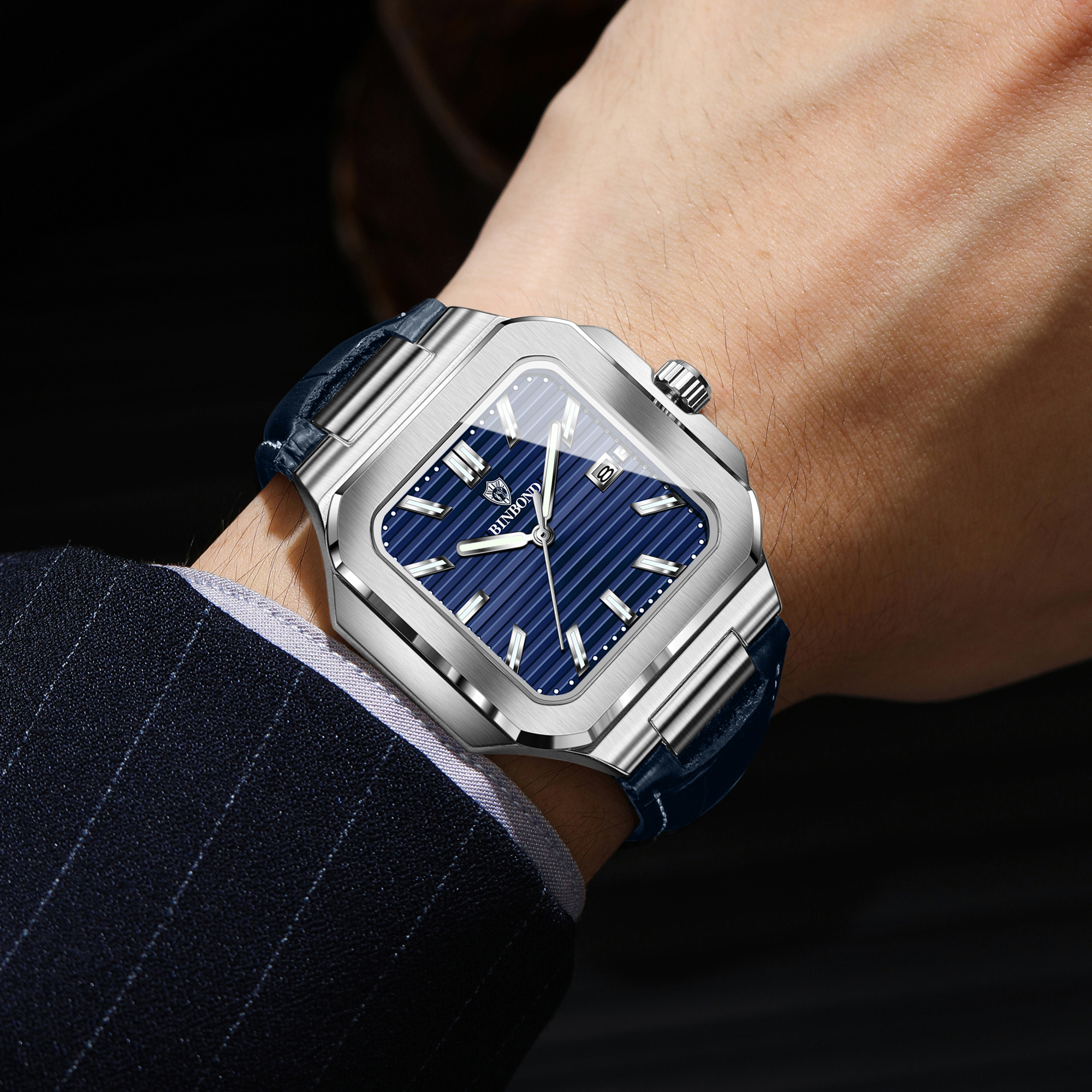 BINBOND  square quartz wristwa - Smartwatch Square Watches For Men incelemesi ve fiyatı