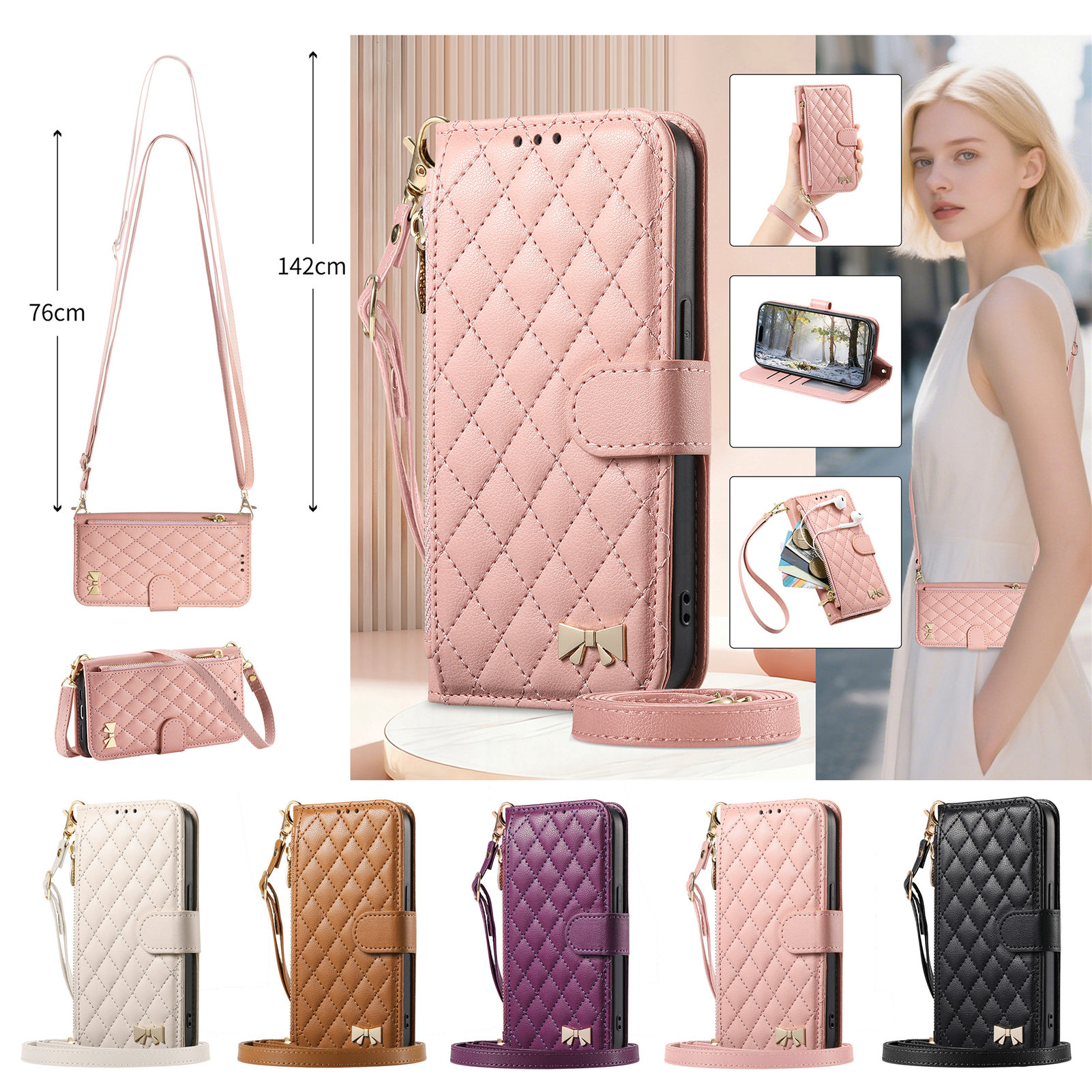 PU Leather Zipper Crossbody Wr - Samsung Galaxy Strap incelemesi ve fiyatı