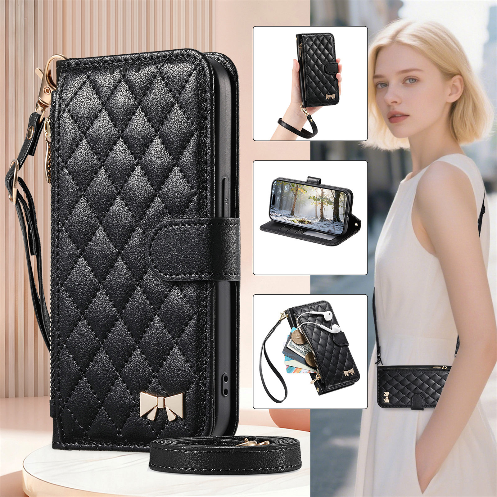 PU Leather Zipper Crossbody Wr - Samsung Galaxy Strap incelemesi ve fiyatı