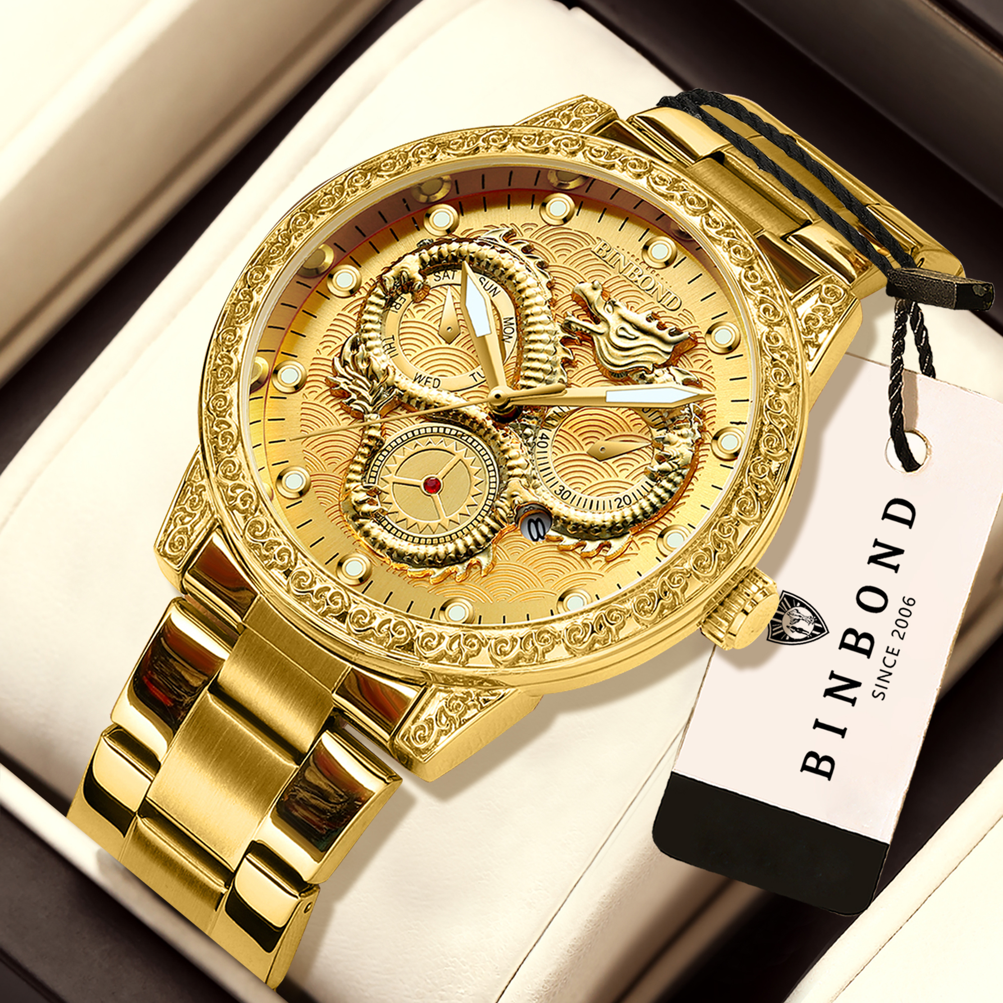 BINBOND Dragon vintage luxury  - Smartwatch Vintage Watches For Men incelemesi ve fiyatı