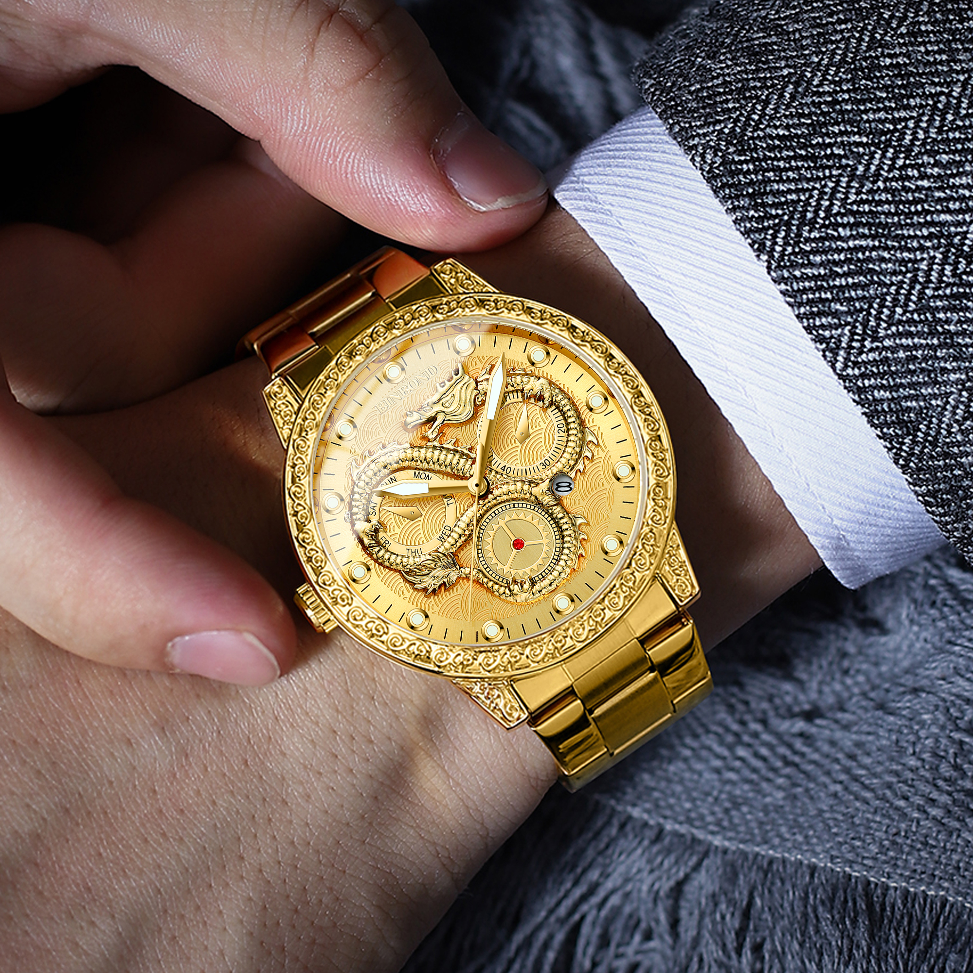 BINBOND Dragon vintage luxury  - Smartwatch Vintage Watches For Men incelemesi ve fiyatı