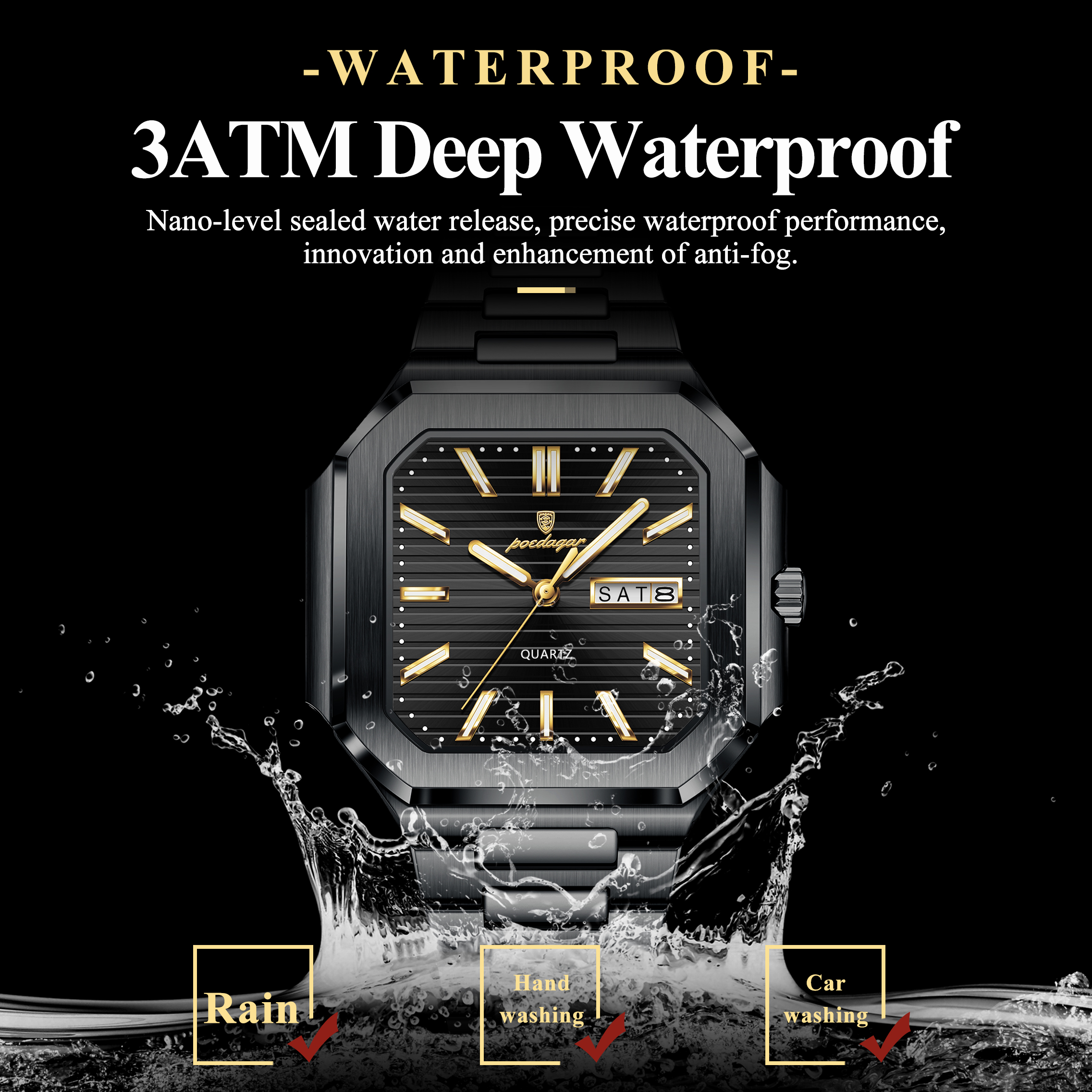 POEDAGAR Casual Square Man Wri - Smartwatch Square Watches For Men incelemesi ve fiyatı