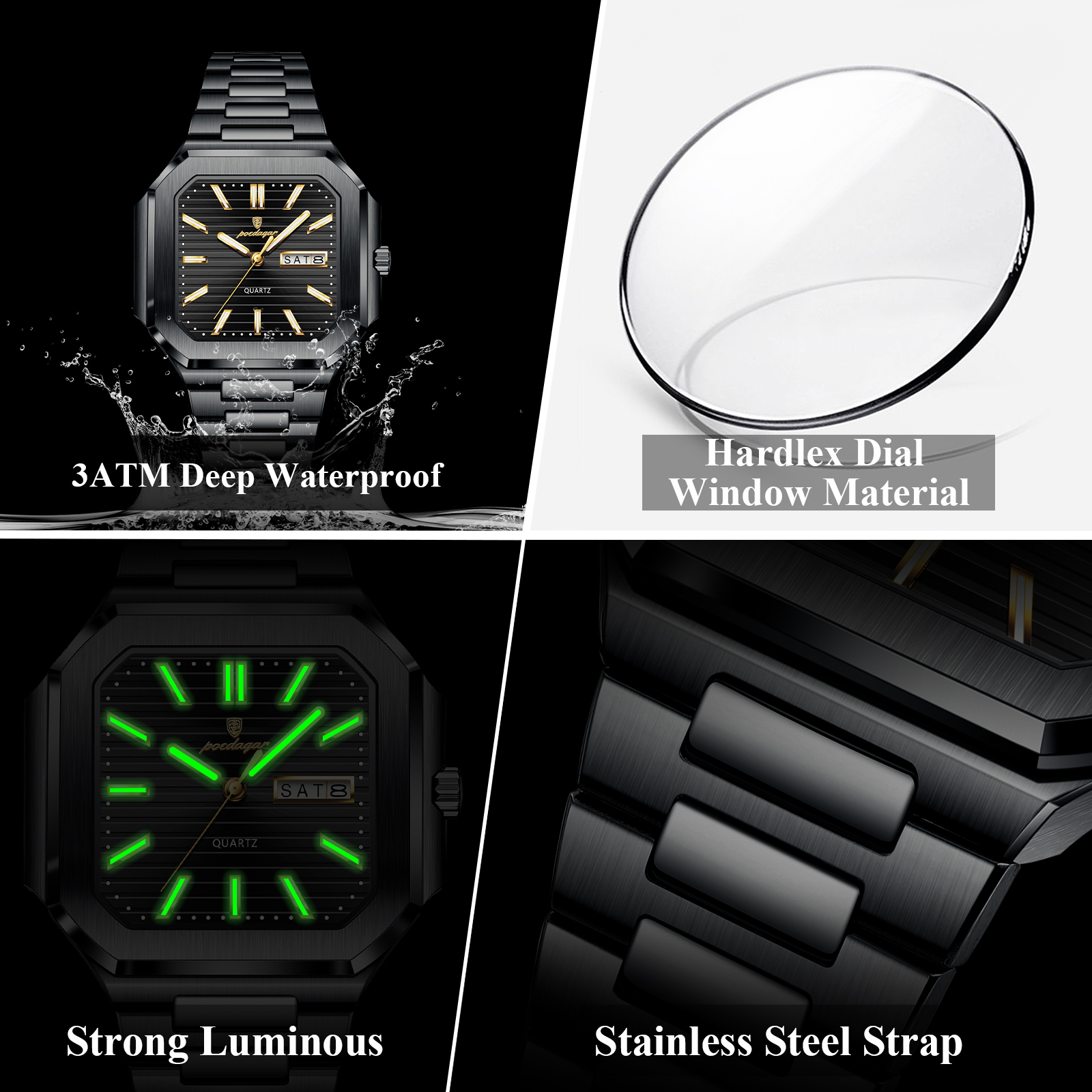 POEDAGAR Casual Square Man Wri - Smartwatch Square Watches For Men incelemesi ve fiyatı