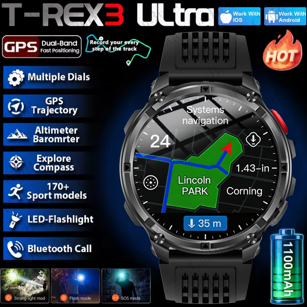 2026 New T-Rex3 Pro 1100mAh Ba - Smartwatch Running Watches For Men incelemesi ve fiyatı