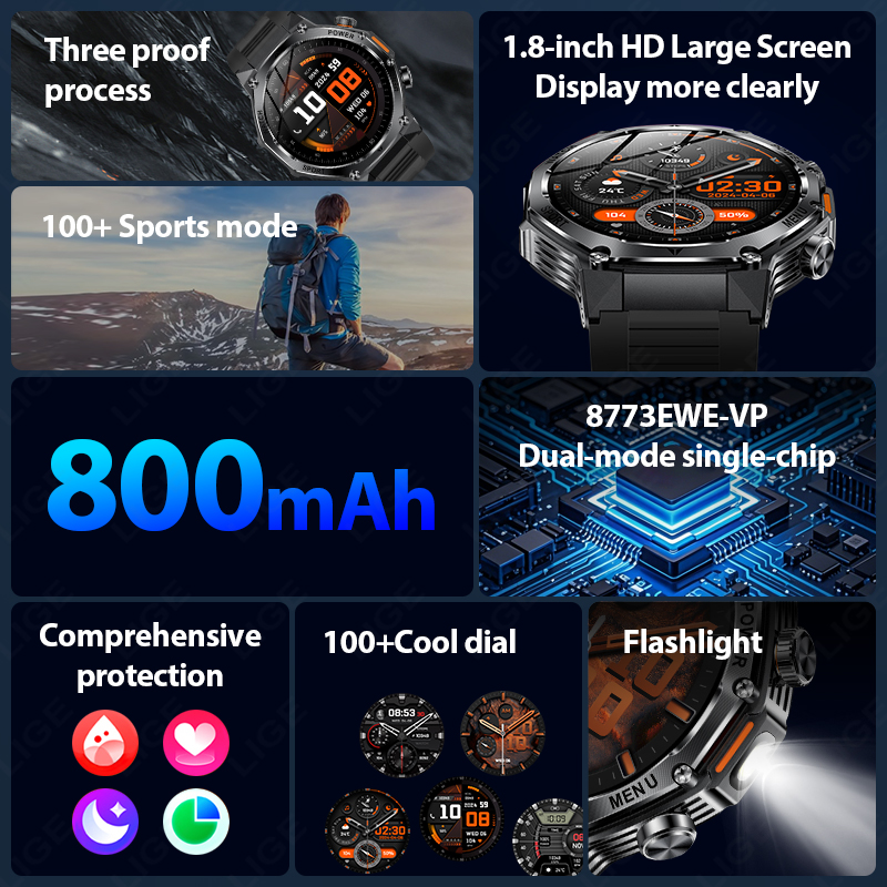 LIGE New Men 800mAh Ultra Long - Smartwatch Latest Watches For Men incelemesi ve fiyatı