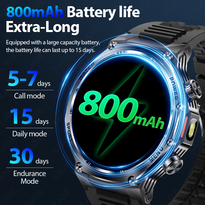 LIGE New Men 800mAh Ultra Long - Smartwatch Latest Watches For Men incelemesi ve fiyatı