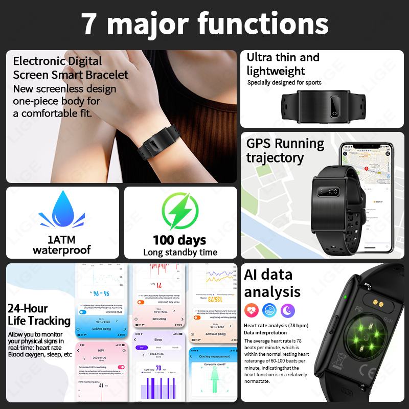 LIGE New Men's Digital Smart W - Smartwatch Running Watches For Men incelemesi ve fiyatı
